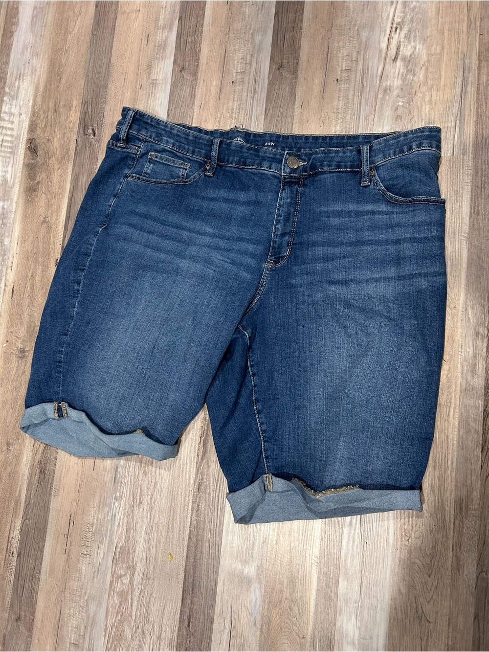 Dark Blue Denim Roll-Cuff Women's Shorts